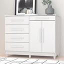 Ver imagem 1 de Cômoda Luca 2 Portas 5 Gavetas MDP Puxadores MDF Branco Vila Rica