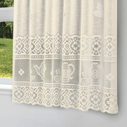 Cortina Renda Cozinha Bule lisa 2,00 X 1,20m Creme - 3