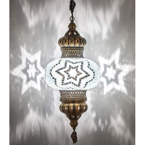 Lustre de Mosaico Turco Autêntico Branco 25 cm Diametro Mosaico – YYTK450036