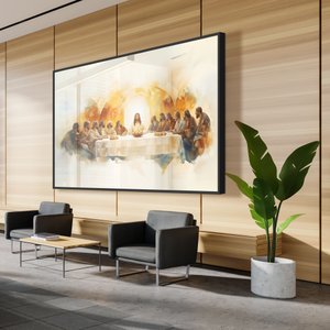 Quadro Decorativo Santa Ceia Aquarela Sala Quarto Casa Escritório