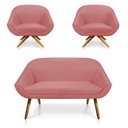 Ver imagem 1 de Kit 01 Namoradeira 02 Lugares e 02 Poltronas Giratória Giovana Suede Base Madeira MA30 - D’Rossi - R
