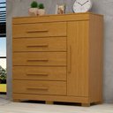 Ver imagem 1 de Cômoda Rayane 1 Porta 5 Gavetas 100% Mdf Cinamomo - Acp Móveis