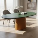 Ver imagem 1 de Mesa Cone Oblongo 160x90cm - Mármore Verde Guatemala