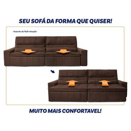 Sofá Retrátil Reclinável Supremo 3,00m Suede Velut Marrom Molas no Assento - King House - 5