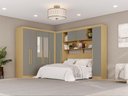 Ver imagem 1 de Guarda-Roupa Casal Modulado de Canto com Espelhos 9 Portas 2 Gavetas Multimóveis Madeirado/Cinza