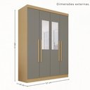 Ver imagem 3 de Guarda-Roupa Casal Modulado de Canto com Espelhos 9 Portas 2 Gavetas Multimóveis Madeirado/Cinza