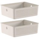 Ver imagem 1 de Kit 2 Cestos Organizadores Multiuso 12L Bege Flow 34x27x13cm ou Lavanderia Closet