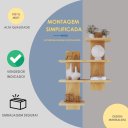 Ver imagem 4 de Prateleira Decorativa Freijó Livros Organizador Sala Minimalista