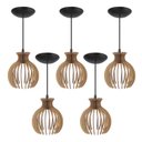 Ver imagem 1 de Pendente Luminária Desmontada Nacar Madeira Mdf 5 Unidades Cor:rústico