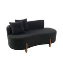 Ver imagem 1 de Kit Decorativo Sofá Curvo Orgânico + 01 Puff e Poltrona Luna Boucle Preto - Montanaris Decor