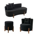 Ver mais imagens de Kit Decorativo Sofá Curvo Orgânico + 01 Puff e Poltrona Luna Boucle Preto - Montanaris Decor