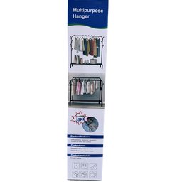 Arara Cabideiro Multiuso Duplo de Metal com Rodinhas Preto - 3