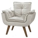 Ver imagem 1 de Poltrona Mona Cadeira Decorativa Pés de Madeira Suede Várias Cores: BEGE