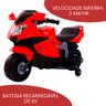 Moto Elétrica Infantil Criança 3 Anos 25kg 3km/h Bateria Recarregável 6v Luz Som Vermelho Importway - 5