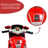 Moto Elétrica Infantil Criança 3 Anos 25kg 3km/h Bateria Recarregável 6v Luz Som Vermelho Importway - 4
