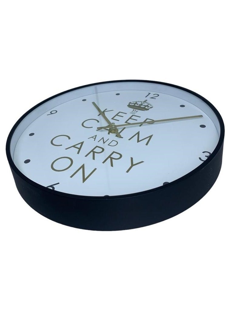 Relógio de Parede Redondo Grande 33cm Clean Moderno Keepcalm Yn Clock Relógio Preto com Dourado, Rel - 4