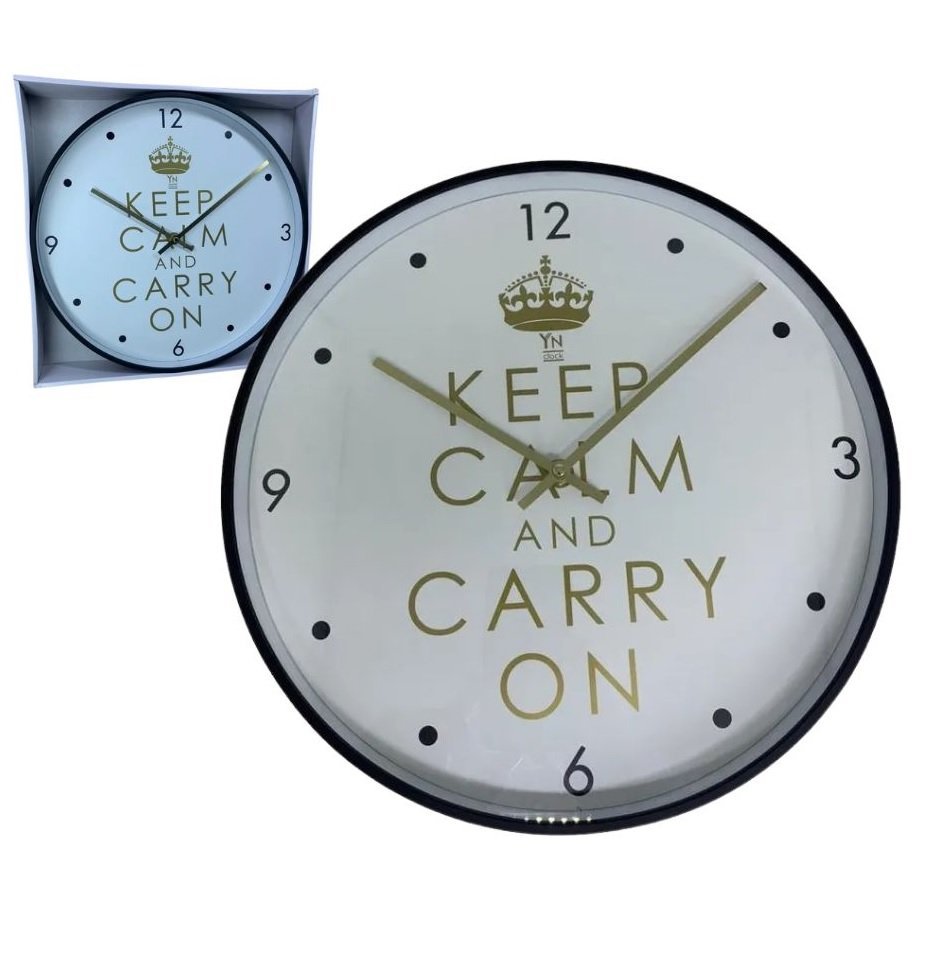 Relógio de Parede Redondo Grande 33cm Clean Moderno Keepcalm Yn Clock Relógio Preto com Dourado, Rel - 3