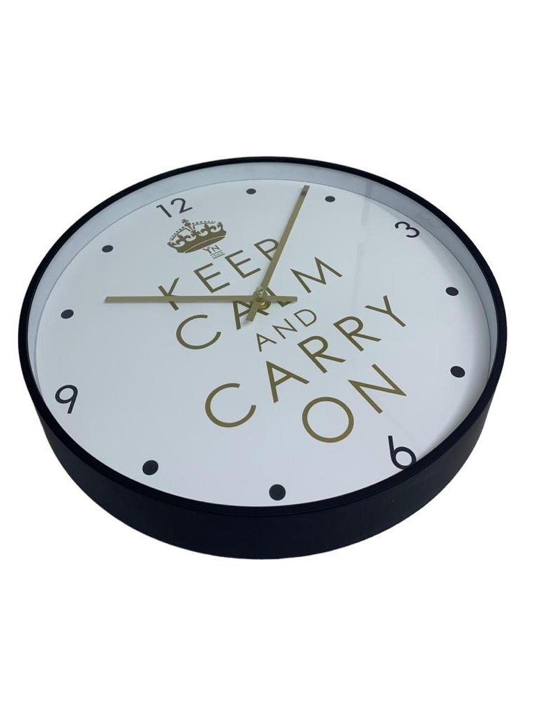 Relógio de Parede Redondo Grande 33cm Clean Moderno Keepcalm Yn Clock Relógio Preto com Dourado, Rel - 5