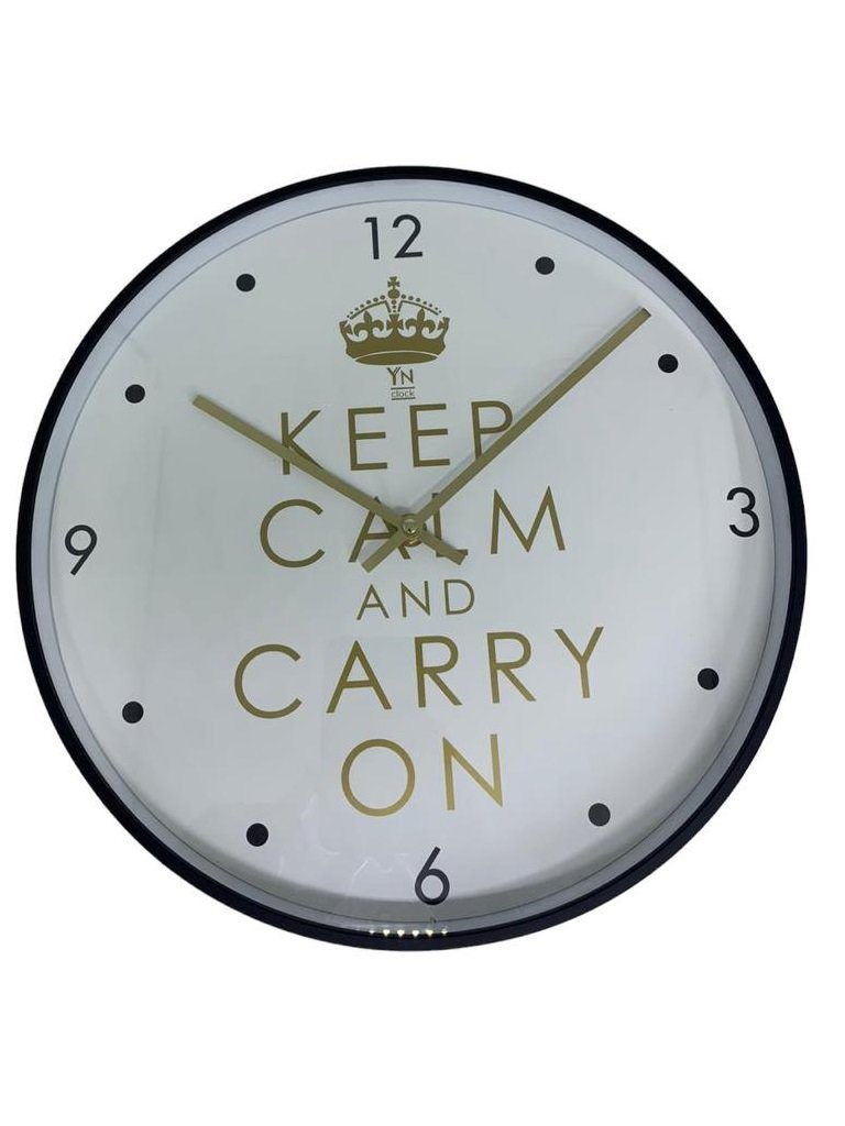Relógio de Parede Redondo Grande 33cm Clean Moderno Keepcalm Yn Clock Relógio Preto com Dourado, Rel - 2