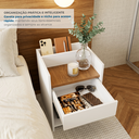 Ver imagem 4 de Mesa de Cabeceira Moderna para Quarto Funcional Organizador Branco E Amadeirado