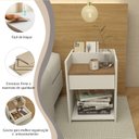Ver mais imagens de Mesa de Cabeceira Moderna para Quarto Funcional Organizador Branco E Amadeirado