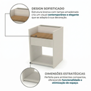 Ver imagem 5 de Mesa de Cabeceira Moderna para Quarto Funcional Organizador Branco E Amadeirado