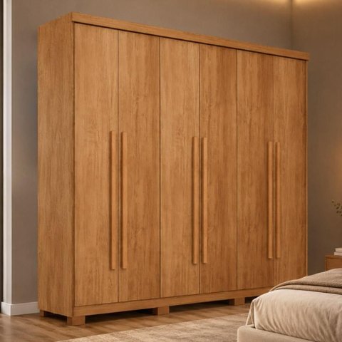 Guarda-Roupa Casal 100% MDF 6 Portas e 2 Gavetas com Pés 180cm Multimóveis CR35518 Madeirado