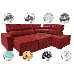 Sofá de Canto Esquerdo 2.65x2.30m Retrátil e Reclinável com Molas Ensacadas Cama inBox Nobre - 5 Sofá de Canto Esquerdo 2.65x2.30m Retrátil e Reclinável com Molas Ensacadas Cama inBox Nobre - 5