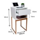 Ver imagem 2 de Mesa de Cabeceira Estilo Industrial Eco Branca 30cm com Pés Ferro Dourado 1 Gaveta e Nicho