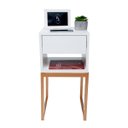Ver imagem 3 de Mesa de Cabeceira Estilo Industrial Eco Branca 30cm com Pés Ferro Dourado 1 Gaveta e Nicho
