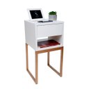 Ver imagem 1 de Mesa de Cabeceira Estilo Industrial Eco Branca 30cm com Pés Ferro Dourado 1 Gaveta e Nicho