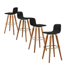 Ver imagem 2 de Kit 4 Banquetas Linea Base Madeira Cozinha Bar Bancada Alta:preto/champanhe