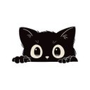 Ver imagem 1 de Adesivo Gatinho Espiando Preto Decorativo M