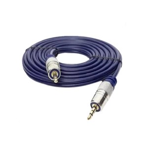 Cabo P2 Stereo + P2 Stereo Metal Profissional 5m Kit 3 Pçs