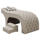 Ver imagem 1 de Maca Salão de Beleza Para Esteticista Charme e Puff Escada Estofada 190x60cm Suede - Desk Design Beg