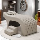 Ver imagem 3 de Maca Salão de Beleza Para Esteticista Charme e Puff Escada Estofada 190x60cm Suede - Desk Design Beg