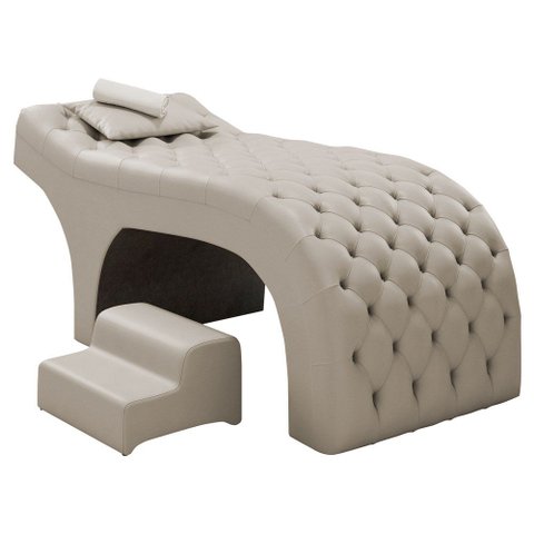 Maca Salão de Beleza para Esteticista Charme e Puff Escada Estofada 190x60cm Suede - Desk Design Beg