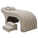 Ver imagem 1 de Maca Salão de Beleza para Esteticista Charme e Puff Escada Estofada 190x60cm Suede - Desk Design Beg