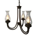 Ver imagem 1 de Pendente de Ferro Rústico Iluminação Interna c/ Cúpulas de Vidro Libertas Rosas Artesanato Rococo Pr