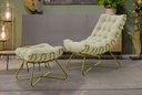 Ver imagem 3 de Poltrona Costela com Puff Eva Base Metal Dourado - Veludo Bege