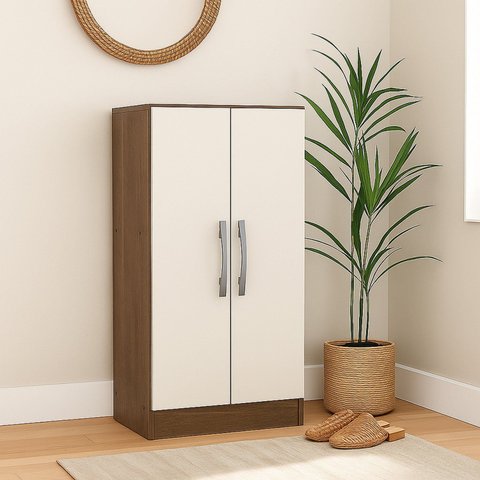 Sapateira 2 Portas e 3 Prateleiras Monaco Marrom/Castanho/Off White