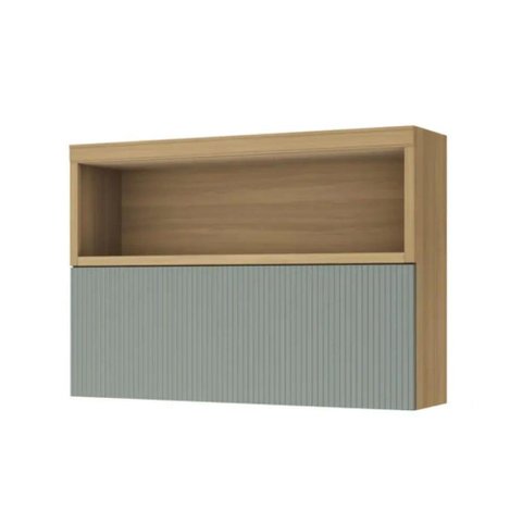 Módulo Cozinha Nesher Marquesa Armário C/ Nicho e 1 Porta Basculante Ripada 120cm Nature/verde -