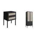 Ver imagem 2 de Conjunto Guarda Roupa 2 Portas 2 Gavetas e Mesa de Cabeceira 2 Gavetas Palhinha Pé Madeira Oslo Preto/Nero