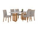 Ver imagem 1 de Conjunto Sala de Jantar Mesa Téssera 170 Tampo Vidro Off White com 6 Cadeiras Téssera - Lopas Amendo