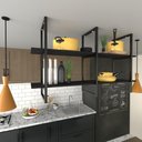 Ver imagem 3 de Prateleira Suspensa Teto Cozinha Prateleira Preta Nicho Industrial Nichos para Cozinha Prateleira