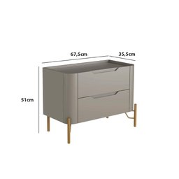 Mesa de Cabeceira 51cm com 2 Gavetas e Pés em Metal 100% MDF - 3