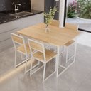 Ver imagem 1 de Conjunto Mesa de Jantar Retangular 4 Cadeiras Pinus Riviera Industrial Branco