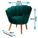 Ver imagem 2 de Poltrona Decorativa Pétala Veludo Pés Palito de Madeira