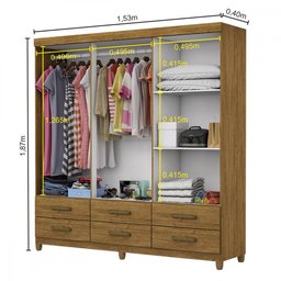 Guarda Roupa D22 6 Portas 6 Gavetas Com Pés Carioca Móveis - 5