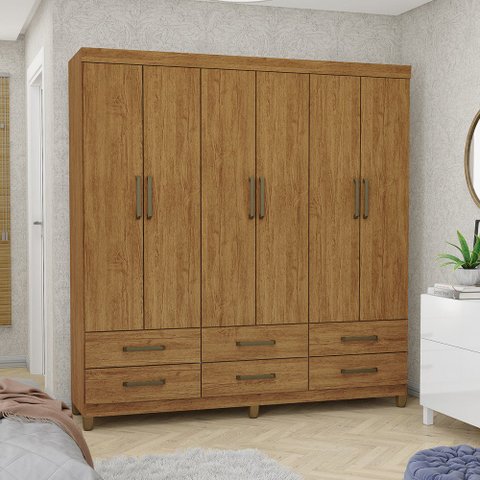 Guarda Roupa D22 6 Portas 6 Gavetas Com Pés Carioca Móveis